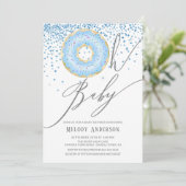 Invitation Blue Donut Oh Baby Boys Baby shower (Debout devant)