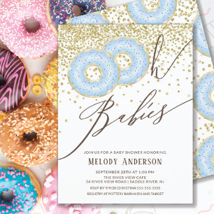 Invitation Blue Donut Oh Baby Twin Boys Baby shower