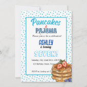Invitation Blue Dot Pancakes et Pyjamas Anniversaire (Devant)