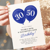 Invitation Blue Double Celebration Joint Anniversaire