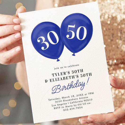 Invitation Blue Double Celebration Joint Anniversaire