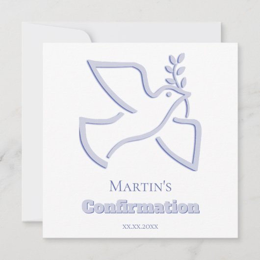 Invitation blue dove Confirmation | small size (Devant)