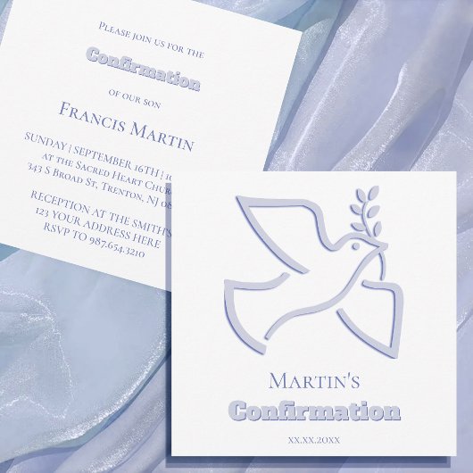 Invitation blue dove Confirmation | small size 