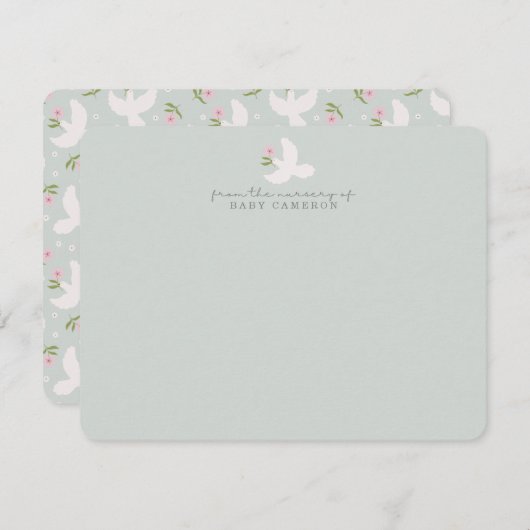 Invitation Blue Dove Nursery Note Card (Devant / Derrière)