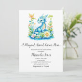 Invitation Blue Dragon Floral Baby shower d'arrivée magique (Debout devant)