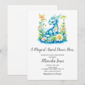 Invitation Blue Dragon Floral Baby shower d'arrivée magique (Devant / Derrière)