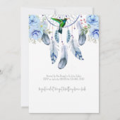 Invitation Blue Dreamcatcher Hummingbird Boy Baby shower (Dos)