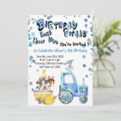Invitation Blue Drive By Birthday Farm Animaux (Debout devant)
