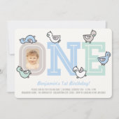 Invitation Blue Ducks Big One Boy's 1st Birthday Party Photo (Devant)