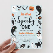 Invitation Blue Éffrayant Un Halloween Photo Boy 1er Annivers