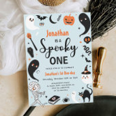 Invitation Blue Éffrayant Un Halloween Photo Boy 1er Annivers