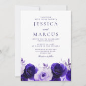 Invitation Blue Elegance : Midnight Navy Rose Mariage (Devant)