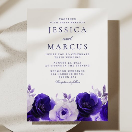 Invitation Blue Elegance : Midnight Navy Rose Mariage