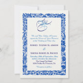 Invitation Blue Elegant Mariage islamique Nikah avec code QR (Devant)