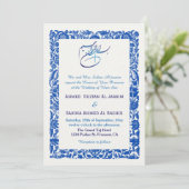Invitation Blue Elegant Mariage islamique Nikah avec code QR (Debout devant)