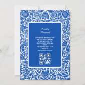 Invitation Blue Elegant Mariage islamique Nikah avec code QR (Dos)