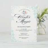 Invitation Blue Elegant Winter Snowflakes Anniversaire de enf (Debout devant)