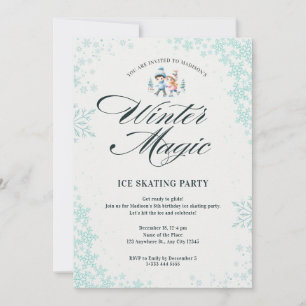 Invitation Blue Elegant Winter Snowflakes Anniversaire de enf