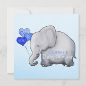 Invitation Blue Elephant Baby Boy Douche prédictions pour béb (Dos)