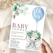 Invitation Blue Elephant Balloon Baby Shower Boy