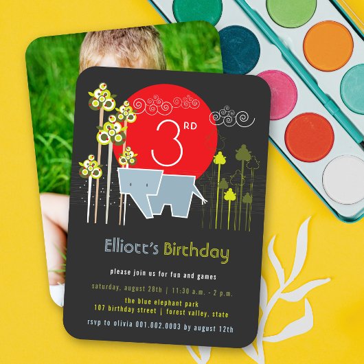 Invitation Blue Elephant Dans La Fête D'Anniversaire Du Garço