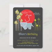 Invitation Blue Elephant Dans La Fête D'Anniversaire Du Garço (Devant)