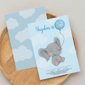 Invitation Blue Elephant fête de premier anniversaire