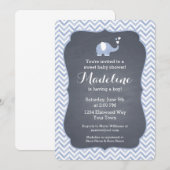 Invitation Blue Elephant Heart (Devant / Derrière)