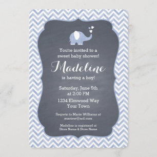 Invitation Blue Elephant Heart