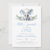 Invitation Blue Elephant Little Peanut Boy 1er anniversaire (Devant)