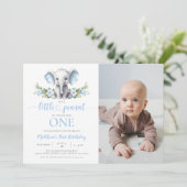 Invitation Blue Elephant Little Peanut Boy 1er Anniversaire P (Debout devant)