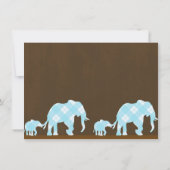 Invitation Blue Elephants Brown tendance Baby shower moderne (Dos)