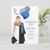 Invitation Blue Elle Croit Photo Graduation Party (Debout devant)