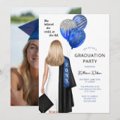 Invitation Blue Elle Croit Photo Graduation Party (Devant / Derrière)