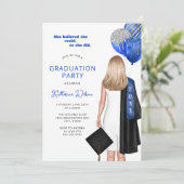 Invitation Blue Elle Croit Photo Graduation Party (Debout devant)