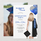 Invitation Blue Elle Croit Photo Graduation Party (Devant / Derrière)