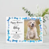 Invitation Blue Empreintes de pattes Bones New Pet Chien Chie (Debout devant)