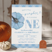 Invitation Blue En vichy Preppy Citrouille garçon 1er anniver