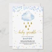 Invitation Blue et Gold Garçon Raincloud Baby Sprinkle (Devant)