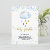 Invitation Blue et Gold Garçon Raincloud Baby Sprinkle (Debout devant)
