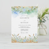 Invitation Blue Ethereal Flourish Wedding (Debout devant)