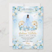 Invitation Blue Fairytale Cinderella Carriage Quinceañera (Devant)
