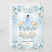 Invitation Blue Fairytale Cinderella Carriage Quinceañera (Devant)