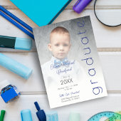 Invitation Blue Fancy Vellum Overlay Effect Photo Graduate
