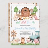 Invitation Blue Farm Animaux Fête d'anniversaire (Devant / Derrière)