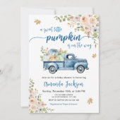Invitation Blue Farm Truck Petit Baby shower Citrouille (Devant)