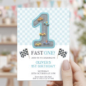 Invitation Blue Fast One Birthday Race
