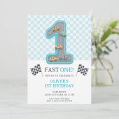 Invitation Blue Fast One Birthday Race (Debout devant)