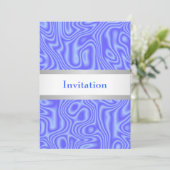 Invitation Blue Faux Soie Blanc Argent 18ème anniversaire (Debout devant)