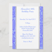 Invitation Blue Faux Soie Blanc Argent 18ème anniversaire (Dos)